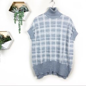 Karen millen gray white windowpane tunic sweater top